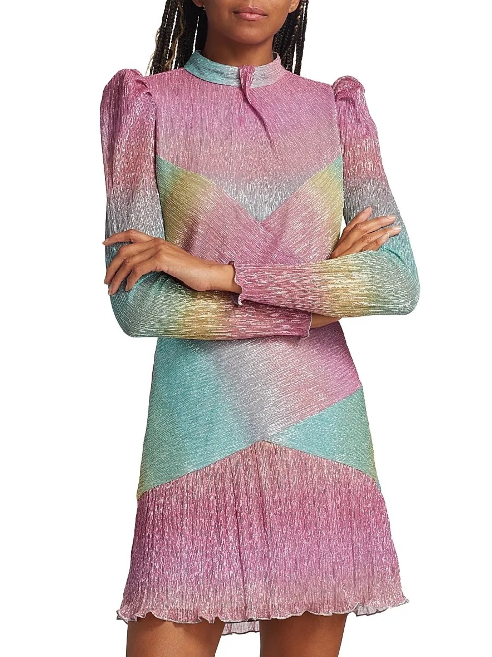 NWT Saylor Saydee Metallic Pastel Gradient Cocktail Minidress S